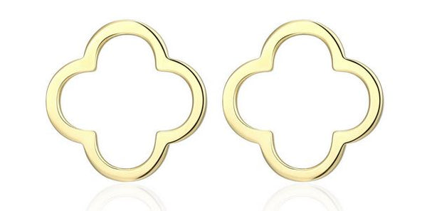 Boucles d'Oreilles Clous Trèfle Plaqué Or – Reign Argent 925