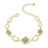 Bracelet Maillons Ovales Jade Vert Plaqué Or – Elle Argent 925