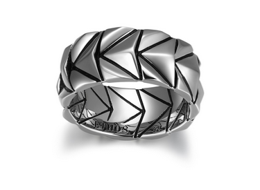 Bague Motif Chevron Finition Noire – Ethos Argent 925