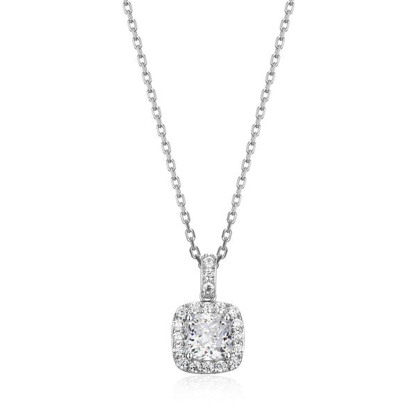 Collier Pendentif Coussin Zircon Halo – Elle Argent 925