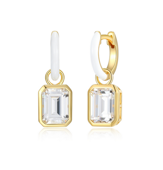 Reign Sterling Silver Reversible Zircon Huggie Hoops