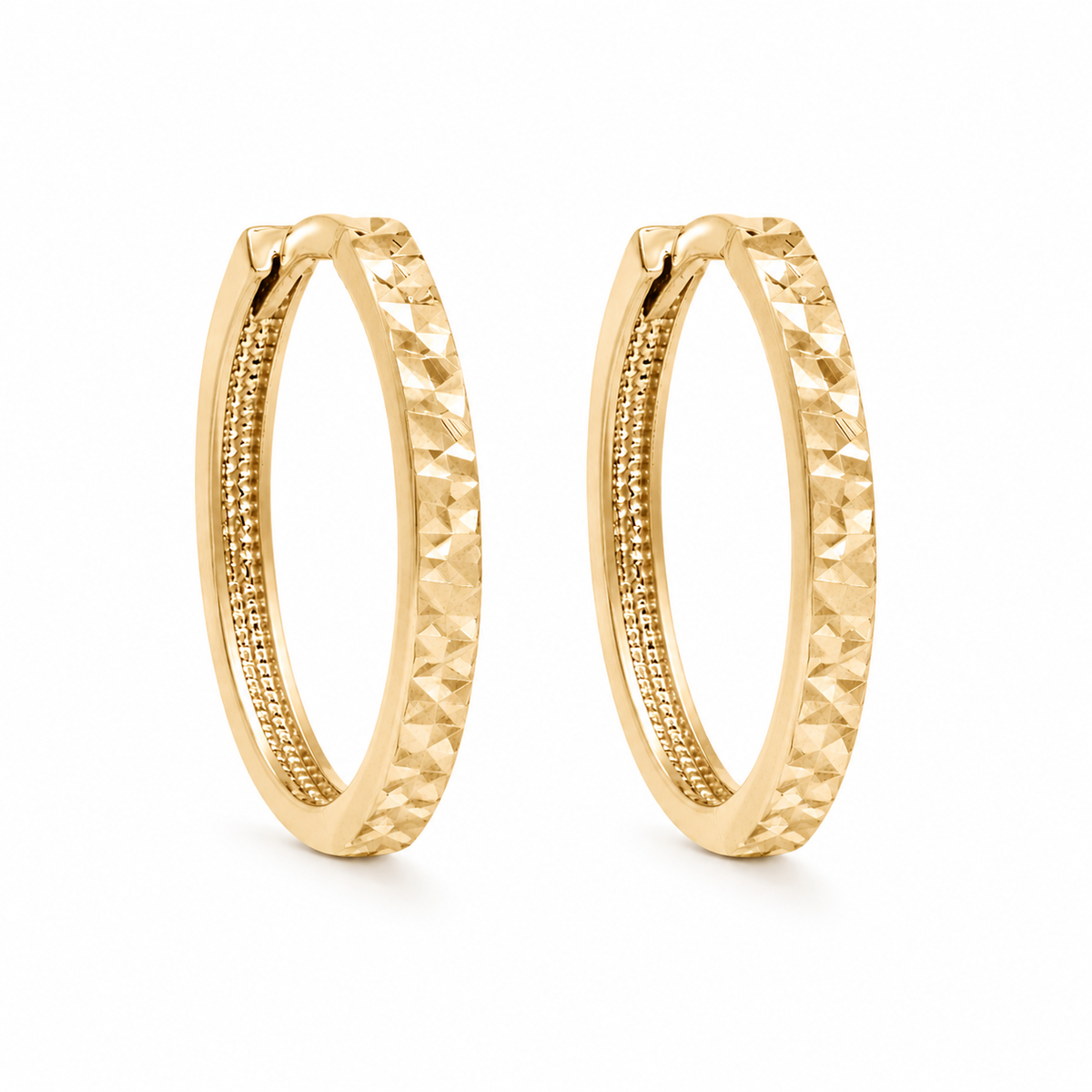 Boucles d'Oreilles Huggies Coupe Diamant Or 10K