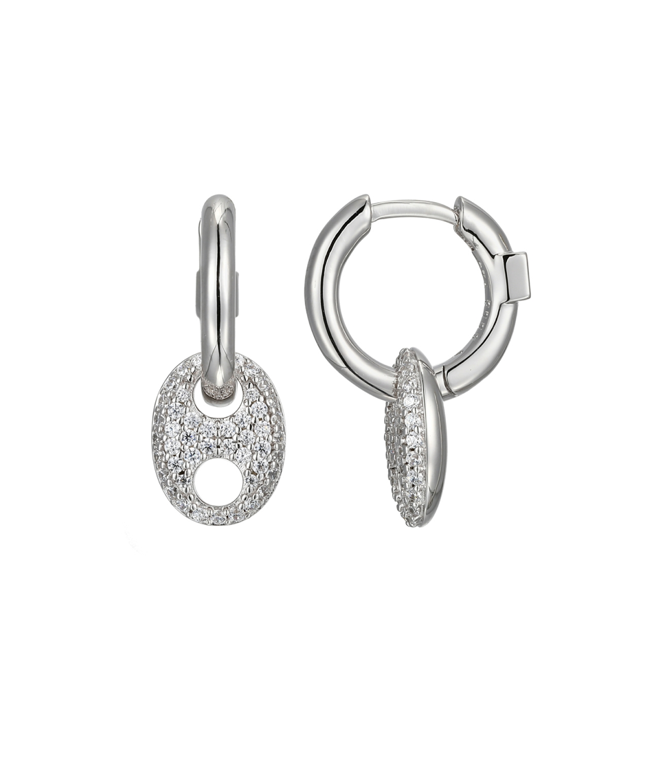 Coffee Bean Zircon Earrings - 925 Sterling Silver