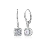 Boucles d'Oreilles Pendantes Coussin Halo – Elle Argent 925