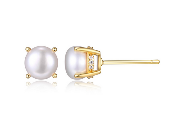 Clous Perle et Zircon – Reign Argent 925 Plaqué Or