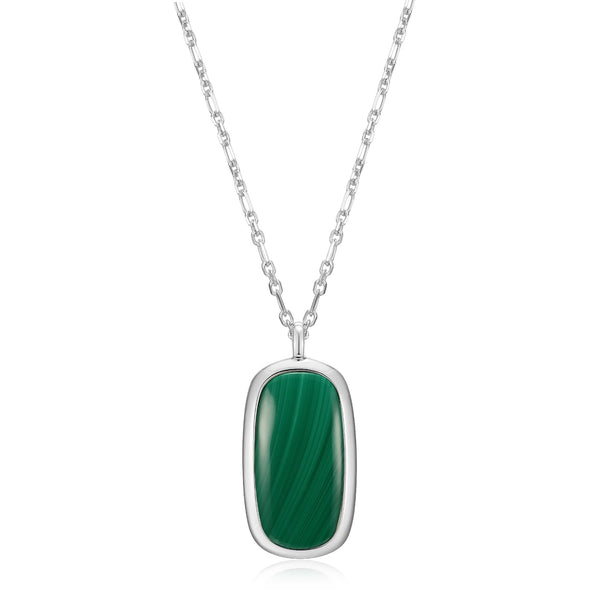 Collier Pendentif Coussin Malachite – Elle Argent 925