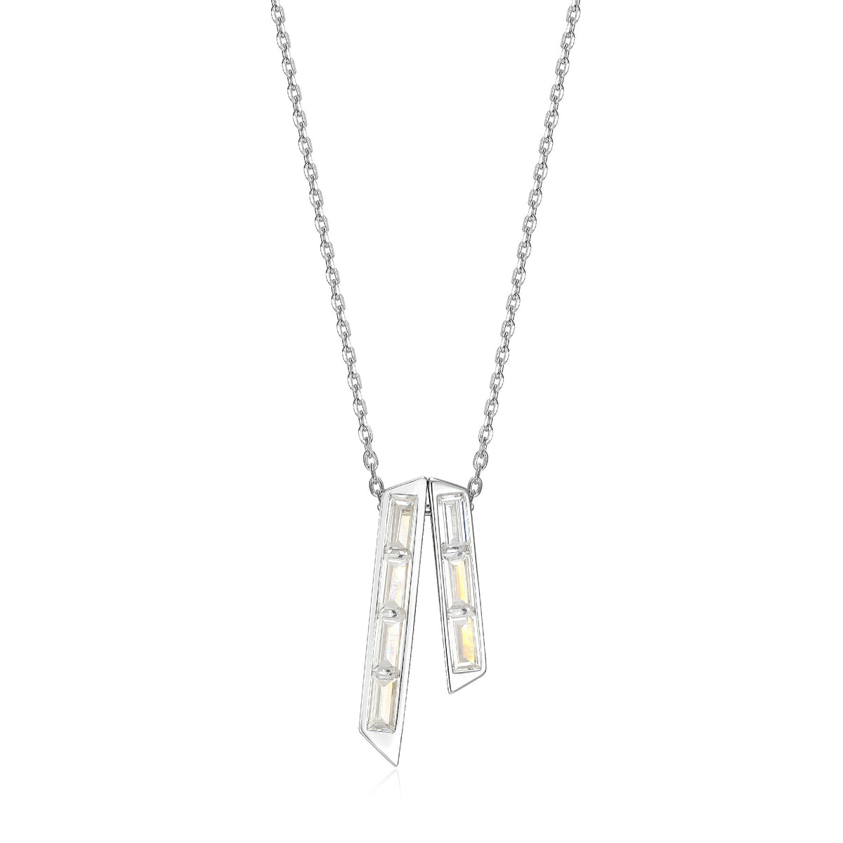 Collier Double Barre Zircon Baguette – Elle Argent 925