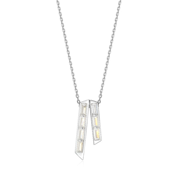 Collier Double Barre Zircon Baguette – Elle Argent 925