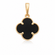 Pendentif Trèfle Or Jaune 10K Onyx