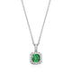 Collier Pendentif Zircon Vert Coussin Halo – Elle Argent 925