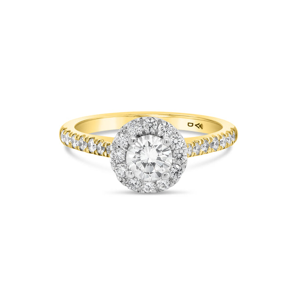 Bague Halo Or Blanc 14K Diamant 1,01ct