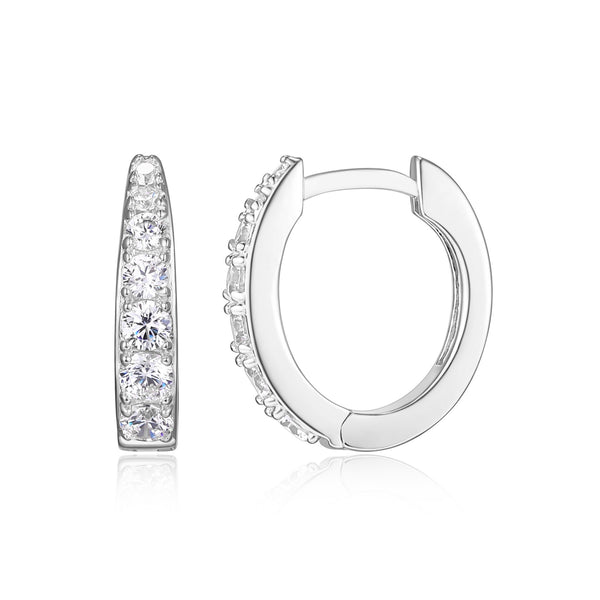 Boucles d'Oreilles Huggies Ovales Zircon – Reign Argent 925