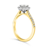 Bague Halo Or Blanc 14K Diamant 1,01ct