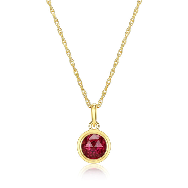 Collier Rubis Synthétique 6mm – Reign Argent Plaqué Or