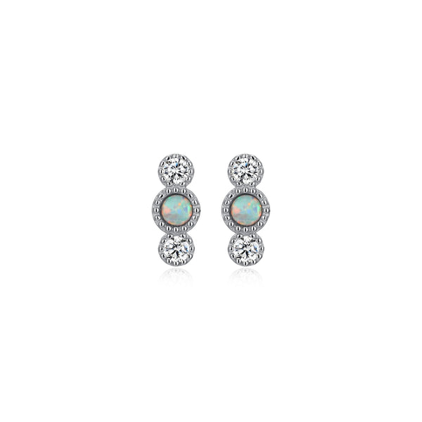 Boucles d'Oreilles Clous Opale et Zircon – Reign Argent 925