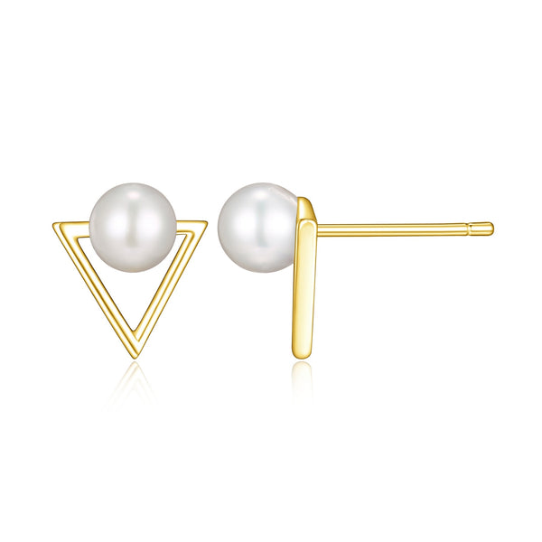 Boucles d'Oreilles Triangle Perles – Reign Argent 925
