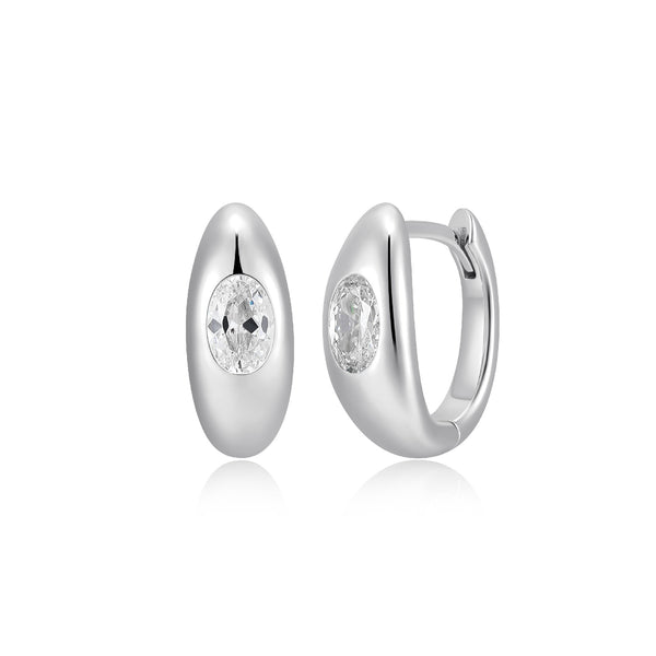 Boucles d'Oreilles Huggies Zircon 15mm – Reign Argent 925
