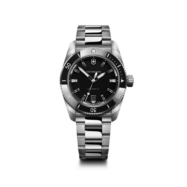 Montre automatique Victorinox Maverick 39 mm cadran noir, bracelet en acier