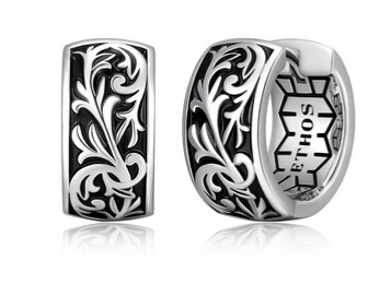 Boucles d'Oreilles Anneaux Intaglio Noir 16mm – Ethos Argent 925