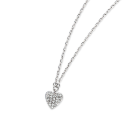 Collier ELLE argent 925 pendentif coeur pavé
