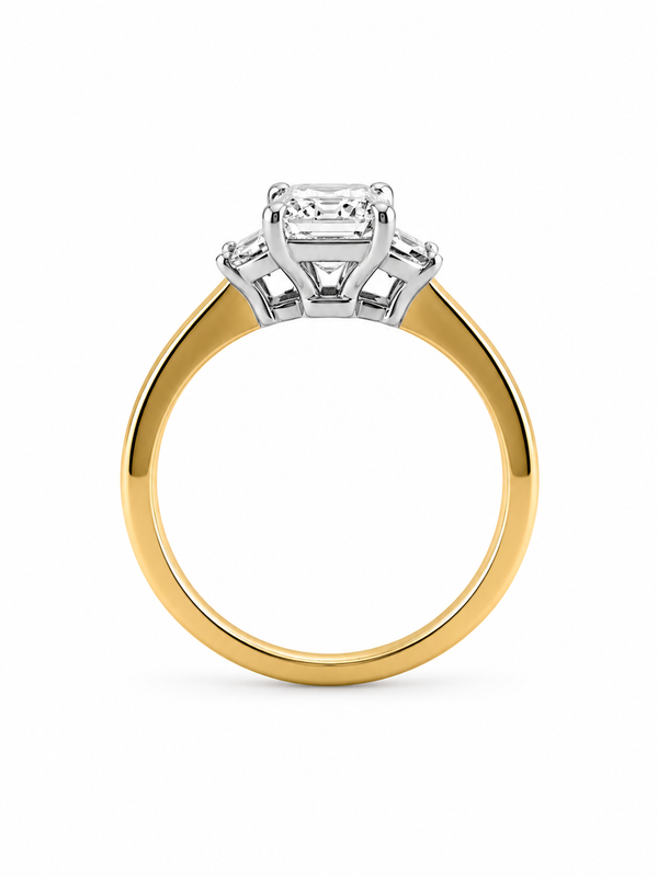 Bague Solitaire Or Blanc 14K Diamant Lab Émeraude 1,56ct