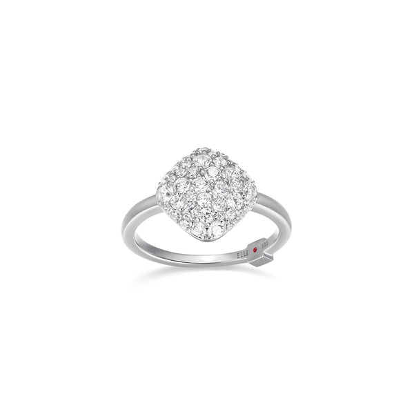 Bague Coussin Carré Pavé Zircon – Elle Argent 925