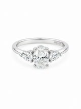 Bague Solitaire Or Blanc 18K Diamant Lab Ovale 1,00ct