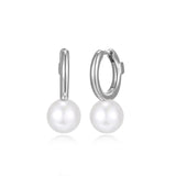 Pearl Huggie Hoop Earrings – Sterling Silver