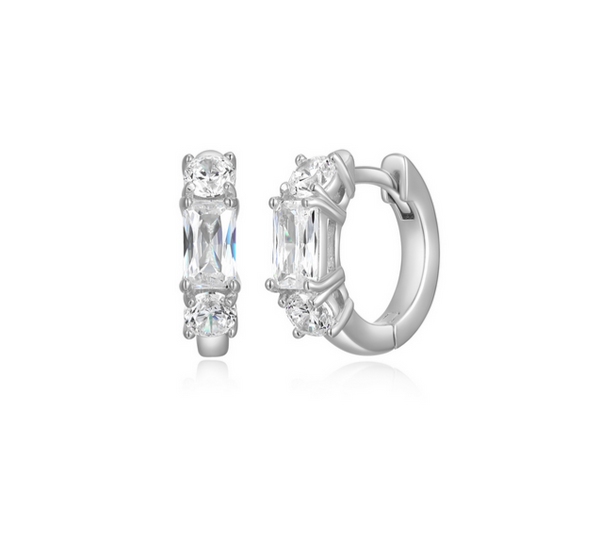 Boucles d'Oreilles Huggies Zircon 13mm – Reign Argent 925