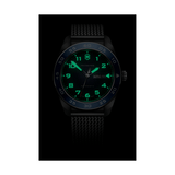 Montre Victorinox Swiss Army 42 mm cadran bleu, bracelet maille en acier, aiguilles luminescentes dans le noir