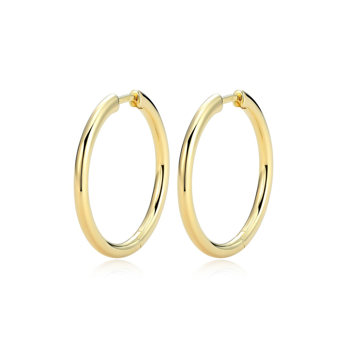Boucles d'Oreilles Anneaux Lisses Plaqué Or – Reign Argent 925