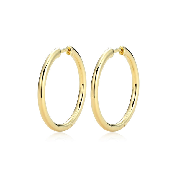 Boucles d'Oreilles Anneaux Lisses Plaqué Or – Reign Argent 925