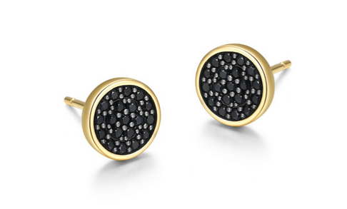 Boucles d'Oreilles Clous Saphir Noir Bicolore – Ethos Argent 925