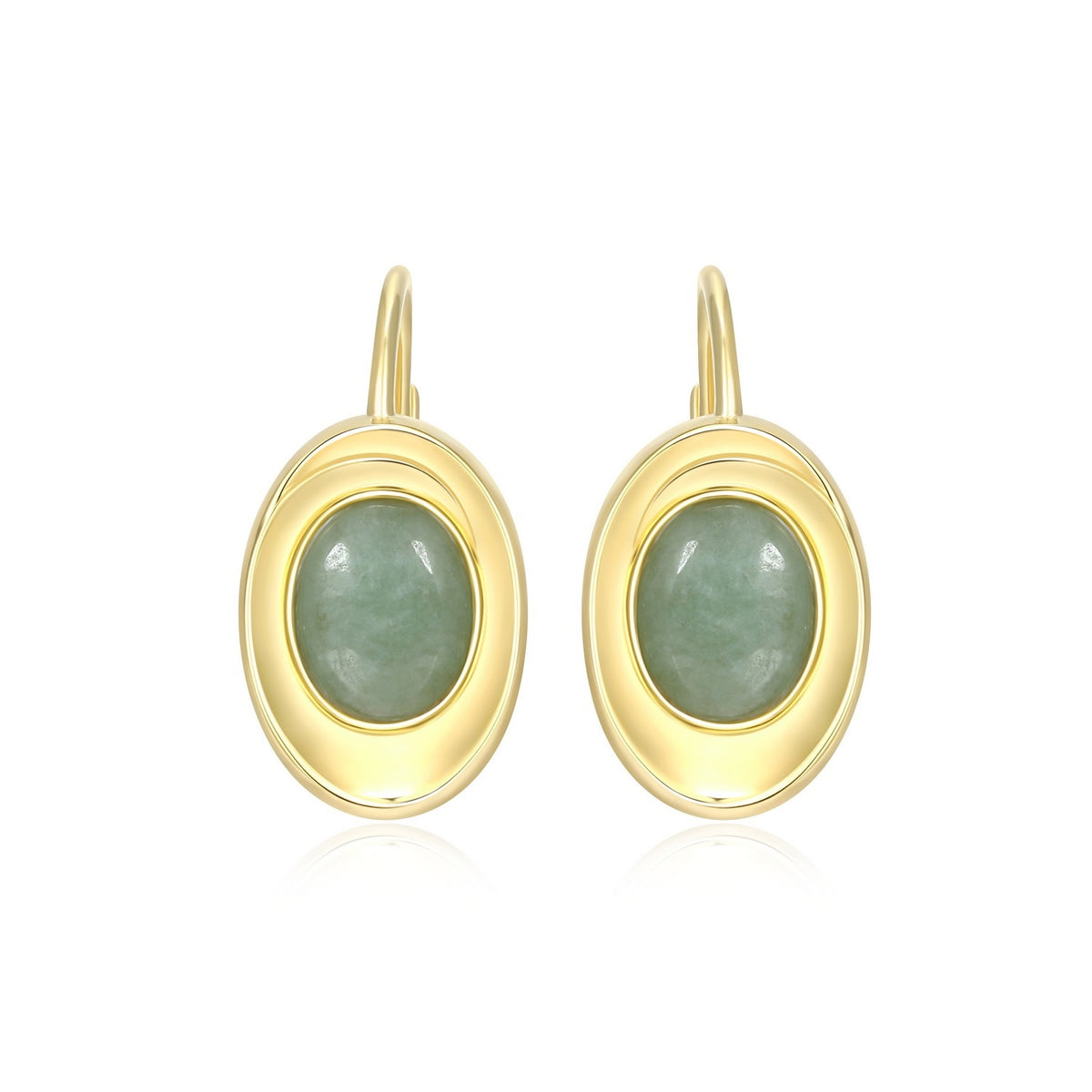 Boucles d'Oreilles Pendantes Jade Vert – Elle Argent Plaqué Or