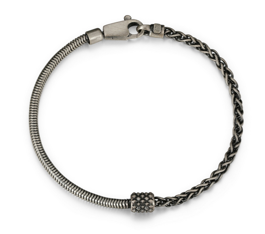 Bracelet Chaîne Serpent et Blé Gunmetal – Ethos Argent 925