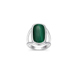 Bague Coussin Malachite Véritable – Elle Argent 925