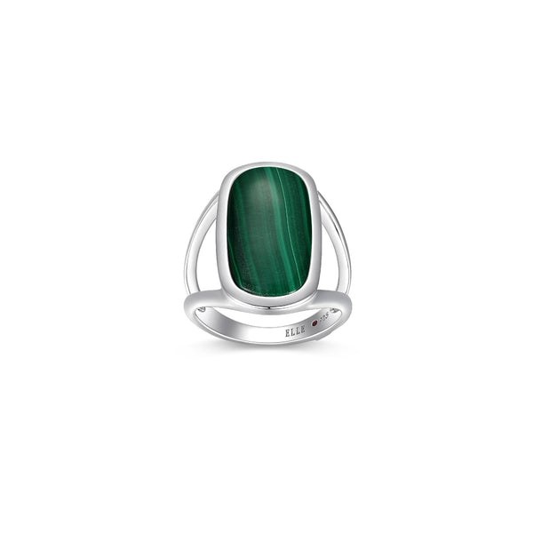 Bague Coussin Malachite Véritable – Elle Argent 925