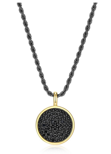 Collier Pendentif Disque Saphir Noir – Ethos Argent 925