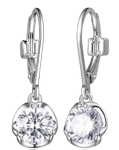 Boucles d'Oreilles Pendantes Zircon 6.5mm – Elle Argent 925