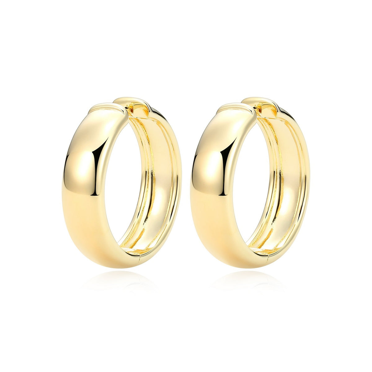 Boucles d'Oreilles Huggies Larges 25mm Plaqué Or – Reign Argent 925