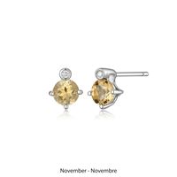 Boucles d'Oreilles Clous Citrine et Diamants Labo – Elle Argent 925