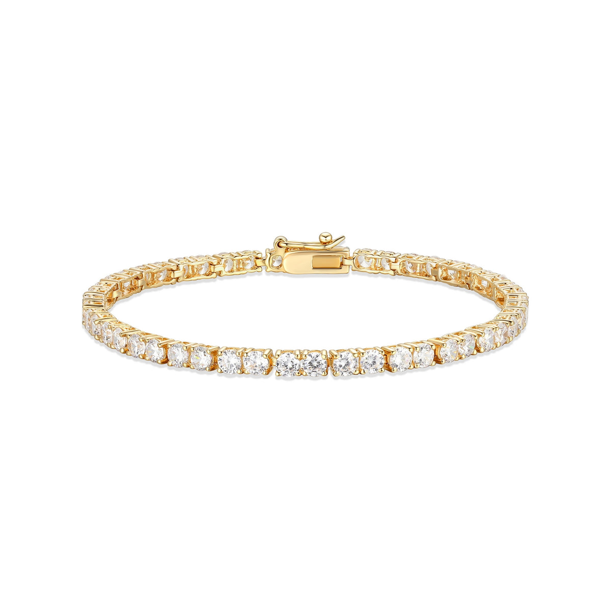 Bracelet Tennis Zircon 3mm Plaqué Or – Reign Argent 925
