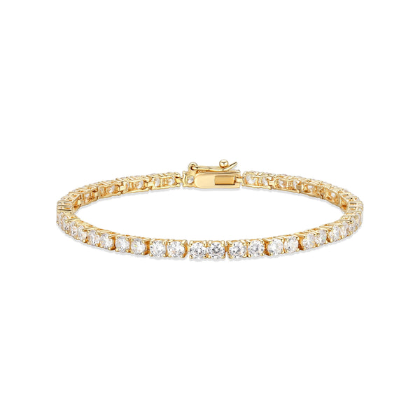 Bracelet Tennis Zircon 3mm Plaqué Or – Reign Argent 925
