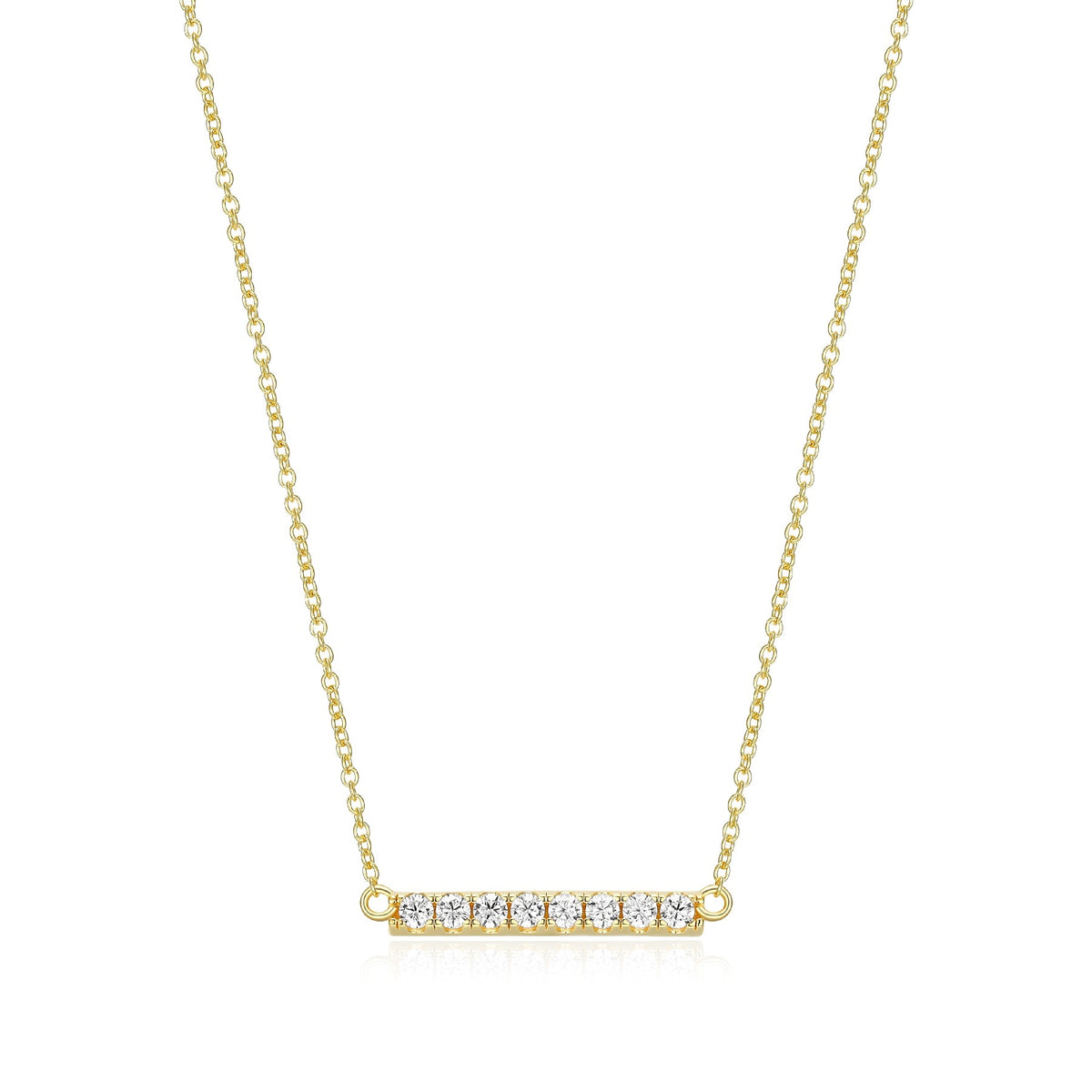 Collier Pendentif Barre Zircon Plaqué Or – Reign Argent 925