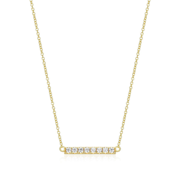 Collier Pendentif Barre Zircon Plaqué Or – Reign Argent 925