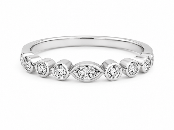 Bague Or Blanc 18K 19 Diamants 0,37ct