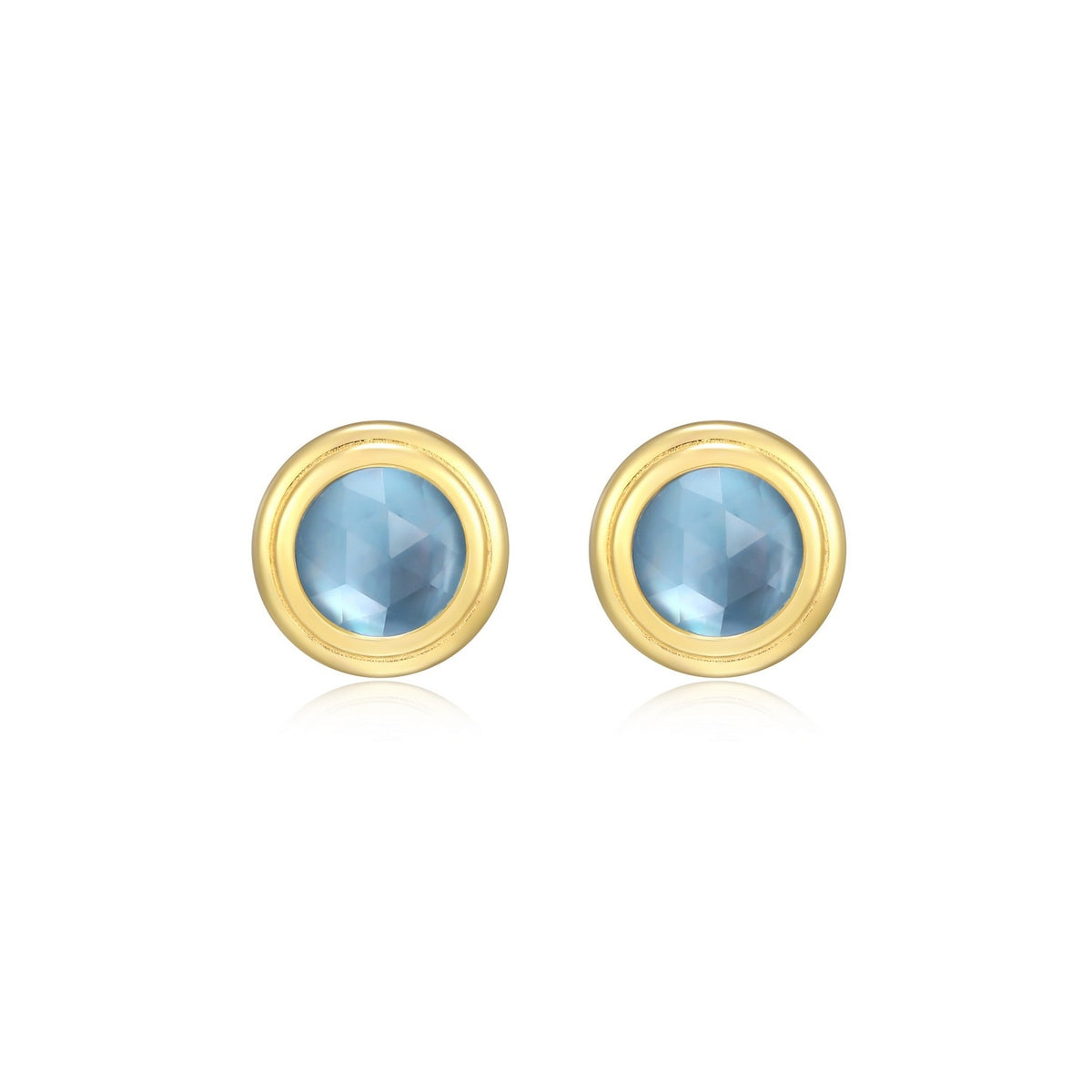 Boucles d'Oreilles Clous Étoile du Nord Zircon Bleu – Reign Argent Plaqué Or