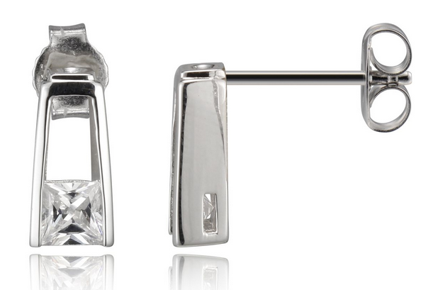 Boucles d'Oreilles Puces Princesse Zircone – Elle Argent 925