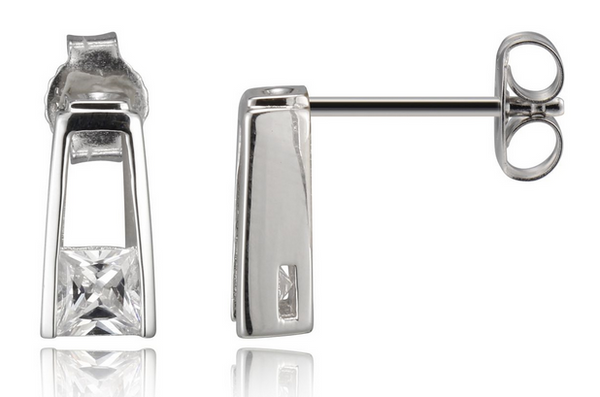 Boucles d'Oreilles Puces Princesse Zircone – Elle Argent 925