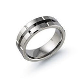 Bague Tungstène Lignes Rainurées – Alliance Homme Malo